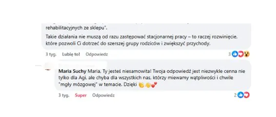 Komentarz z grupy: podpowiedziane dzialania pozwolily dotrzec do szerszej grupy rodzicow i zwiekszyc przychody, bez rezygnacji z pracy stacjonarnej